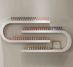 现代美容院壁挂式白木指甲油墙面展示架 - Product Image 3