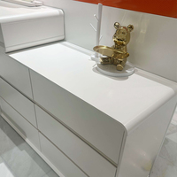 Ensemble coiffeuse et commode 2-en-1 en bois massif de style européen moderne avec miroir éclairé, couleur personnalisable, commode à 6 tiroirs