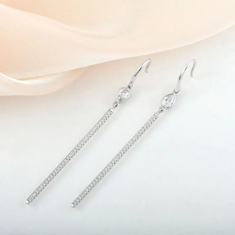 Earrings Korean Jewelry Women Custom Long Chain Strip Drop Hoop Huggie Dangle Earrings