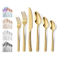 Couverts de luxe couverts en or coffret cadeau de mariage poignée martelée en peau de serpent manche carré vaisselle couteau fourchette et cuillère ensemble