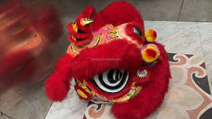 Hecho a mano tamaño Normal China <span class=keywords><strong>dos</strong></span> <span class=keywords><strong>personas</strong></span> actuación León danza traje Guangzhou fábrica cultura china baile León danza - Product Image 2