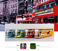 Autobús de Dos Pisos a Escala 1/30 con Sonido y Luces, Puertas Abribles, Modelo de Metal Fundido a Presión, Juguete para Niños, Regalos