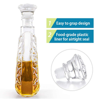 Carafe en verre antique vide de haute qualité, transparente, 25 oz/750 ml, en forme de bouteille en verre avec bouchon hermétique pour vin, whisky, brandy