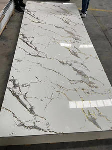 PVC/WPC Feuilles de marbre Panneau mural Charbon de bambou PET/3D Marbre UV Feuille Design Moderne Appartement Panneau de cristal de carbone - Product Image 2