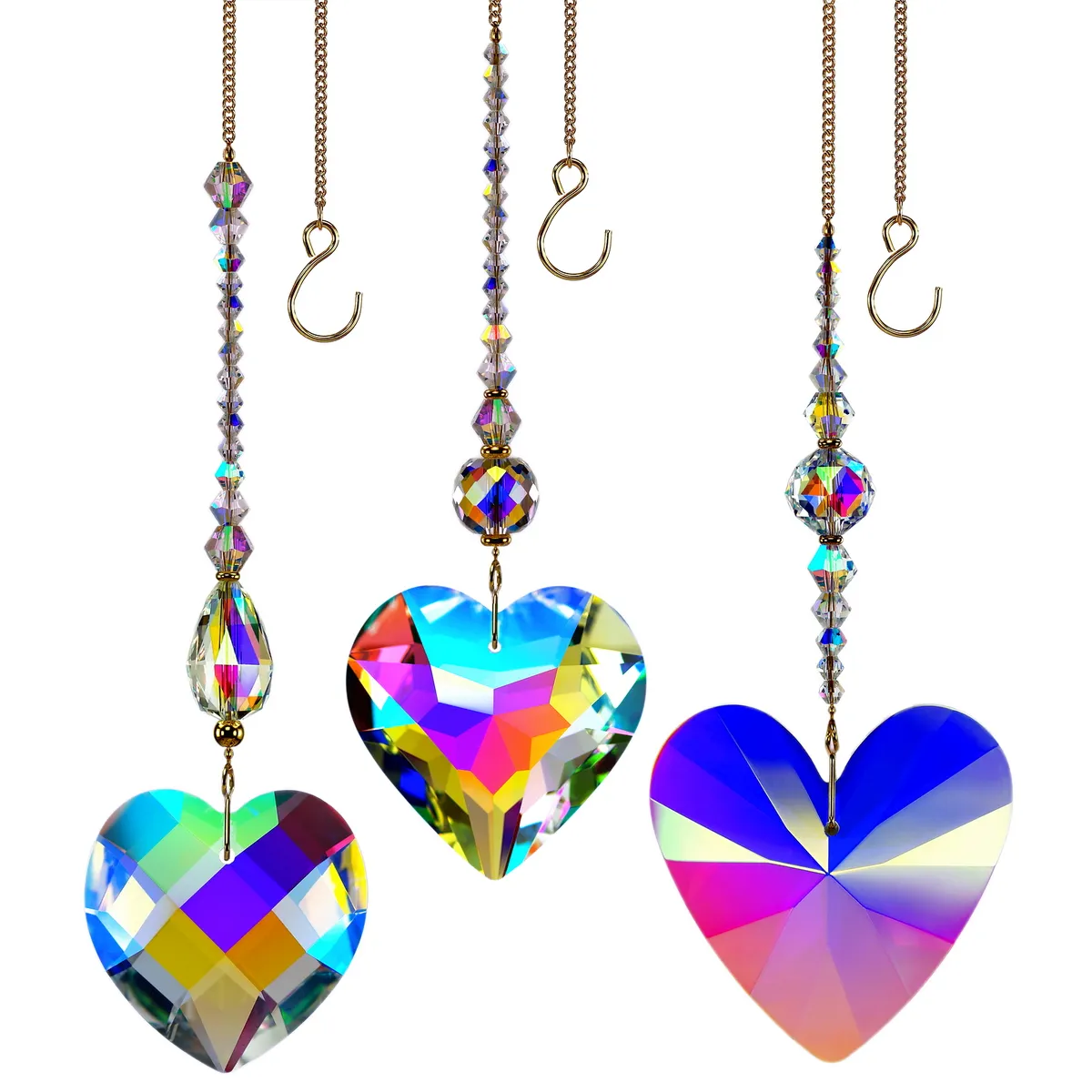 GOLDENHAITAI 3 Option Heart Crystal Rainbow Maker Hanging Prisms Pendant Fashion Christmas Decoration Garden Home Decor