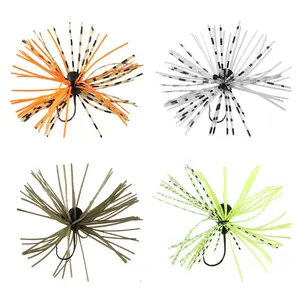 2024 Hotsale New Rubble Skirt 3.5g 5g Silicone Jig Head Hooks Soft Lure Luminous Skirts Hook Spinner Fishing Lures