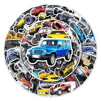 51 pièces pas cher personnalisé bon prix autocollants en vinyle personnalisé à la mode décoratif ordinateur portable dessin animé véhicule tout-terrain autocollant