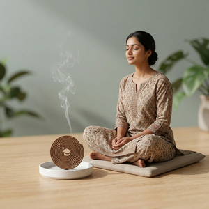Tulasi Swarna Incense Coils Indian Scented Religious Use Gold Design Room Fragrance - Product Image 1