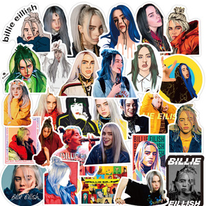 50 Pegatinas de <span class=keywords><strong>Billie</strong></span> Eilish, Resistentes al Agua, para Maletas, Laptops, Guitarras, Patinetas, Juguetes, Adhesivos Bonitos - Product Image 2