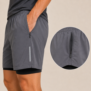 Pantalones Cortos Deportivos de Secado Rápido para Hombre con Logotipo Personalizado, Cintura Elástica con Franja Lateral, Color Sólido, Casuales, para Entrenamiento y Gimnasio - Product Image 3