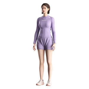 Custom Logo Women Purple Sportswear Set Compression Top with Functional 2 in 1 <strong>Shorts</strong> for MMA HIIT Cross Training - Product Image 3