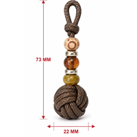 Pendentif tressé fait main avec perles en bois et breloque en agate 73x22mm, accessoire de sac, décoration de lacet