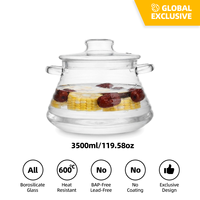 Marmite de cuisson en verre borosilicate côtelé 3000 ml / 101,4 oz, vente en gros, OEM, ODM, marque privée, grande capacité pour la restauration