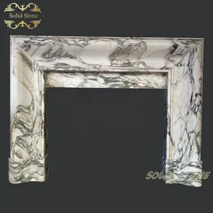 Customized modern design Italian Arebescato UK white marble fireplace surround