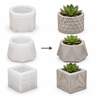 Moule en silicone personnalisé pour pot de fleurs, motif géométrique 3D, pour succulentes, béton, ciment, résine, plâtre, OEM, vente en gros, usine