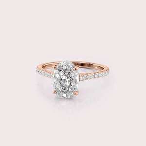 Premium IGI Certified Lab Grown Oval <b>Diamond</b> <b>Ring</b> 18KT Solid White / Yellow / Rose Gold - Product Image 1