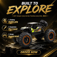 Coche Todoterreno RC 4WD 2.4G 1:16, Camioneta Monstruo a Control Remoto, Juguete para Interiores y Exteriores de 50 m