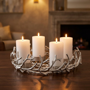 Candelabro Ritual de Cinco Brazos, Plateado, Metálico, Soporte para Velas, Decoración Duradera para el Hogar - Product Image 5