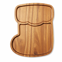 Plateau de service en bois d'acacia naturel, motif animaux de dessin animé, avec compartiments pour fruits et noix, idéal pour les enfants, cadeau de Noël, vente en gros