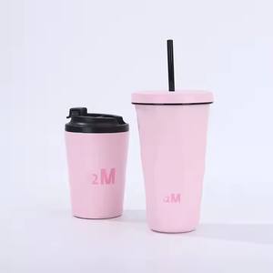 Gobelet mode isolé en acier inoxydable de 500ml avec paille et <span class=keywords><strong>tasse</strong></span> à café en acier inoxydable à double paroi sous vide de 12oz - Product Image 1