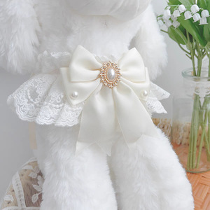 White lace wedding dress, pet bib with bow, cat collar, dog bib, <b>neck</b> <b>warmer</b>, wedding bib - Product Image 3