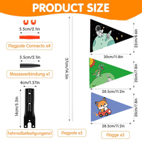 Drapeau de vélo personnalisable en fibre de verre, imprimé numériquement, pour enfants, accessoires pour voitures et vélos, 20x30cm, blanc