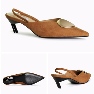 <span class=keywords><strong>Sandali</strong></span> con <span class=keywords><strong>tacco</strong></span> <span class=keywords><strong>medio</strong></span> in stile francese da <span class=keywords><strong>donna</strong></span> in vera pelle a punta piccole scarpe Muller stile profumato con cinturini posteriori scarpe in pelle scamosciata - Product Image 6