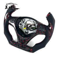Volant de style F1 en carbone forgé rouge avec cuir perforé noir pour BMW E90 E92 E93 M3 2005 2013 Fond plat
