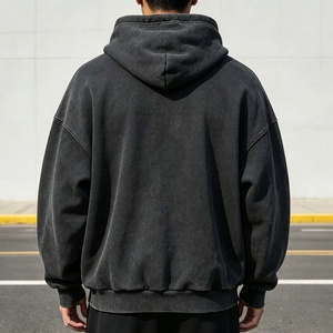 Custom 400GSM Heavyweight Cotton Oversized Acid Wash Hoodie Vintage Distressed Streetwear <b>Pullover</b> Boxy Fit <b>Mens</b> <b>Pullover</b> - Product Image 3