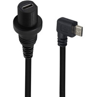 Micro USB en ángulo de 90 grados, USB 3,1 tipo C hembra, Cable de extensión de montaje en Panel empotrado AUX, carga 5A para ordenador de motocicleta y coche