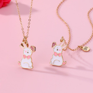 Kalung liontin hewan untuk sahabat, 2 buah/set kalung Magnet menarik kelinci <span class=keywords><strong>BFF</strong></span> Enamel, Kalung liontin hewan - Product Image 5