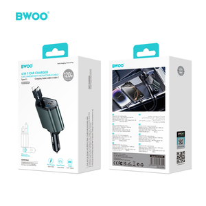 Bwoo 2025 Thiết Kế Mới 100W Nhanh Chóng Sạc Xe Adapter Với Có Thể Thu Vào Cáp 4 Trong 1 Xe Sạc - Product Image 5