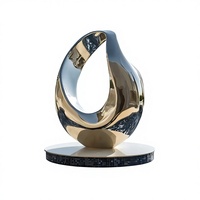 Escultura Moderna de Anillo Abstracto en Acero Inoxidable Pulido con Acabado Espejo para Decoración de Jardín, Villa o Paisaje