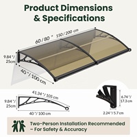 Auvent de porte en polycarbonate à double paroi incurvé anti-UV de qualité supérieure pour villa