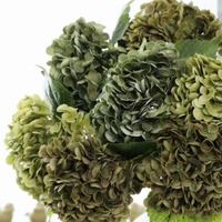 Hortensia Artificial de Tacto Real, Hecha a Mano, Verde, de Cabeza Grande, Flor Decorativa de Año Nuevo, Venta al por Mayor
