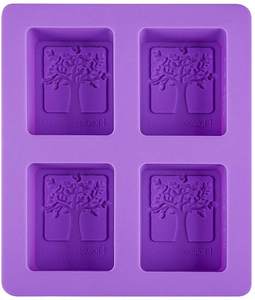 Molde de jabón ovalado de árbol de silicona feliz de 4 cavidades casero DIY y molde para hacer jabón Moules en silicona para Savon - Product Image 3