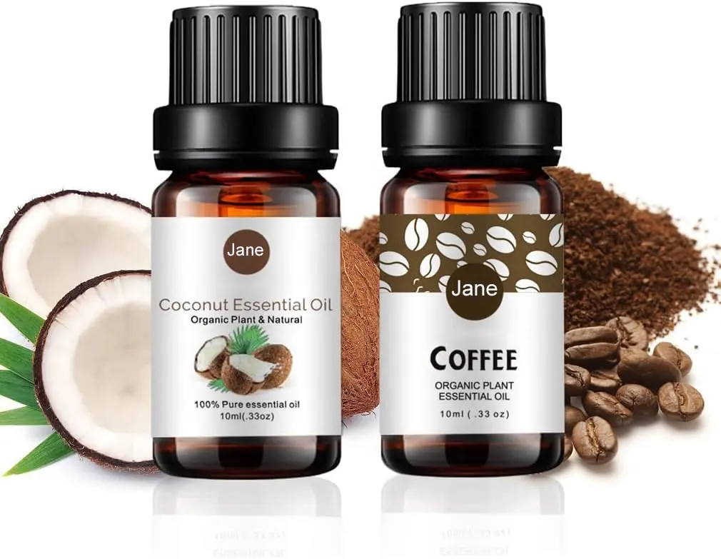 Coffee, Coconut Essential Oil Set - 100% Pure Aromatherapy Essential Oil for Diffuser Spa Massage Skin care soap candle perfume