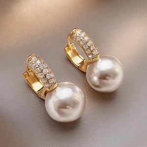 Pendientes de Perlas de Diamante para Mujer, Modernos, para Fiesta, Chapados en Oro de 14K, Hechos a Medida, Diseño Delicado Irregular, Joyería de Moda Coreana - Product Image 4