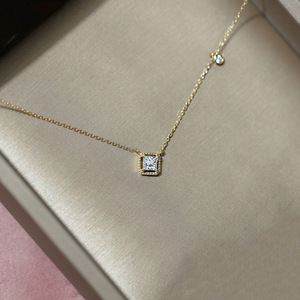 <span class=keywords><strong>Collier</strong></span> de luxe en argent sterling 925 avec émeraude carrée et diamant, chaîne en or 14 carats avec zirconium vert et blanc - Product Image 4