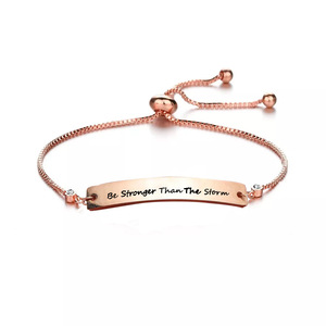Le plus récent Bracelet de Couple inspirant en or Rose en acier inoxydable foi religieuse Zircon bijoux foi sur la peur Bracelet - Product Image 5