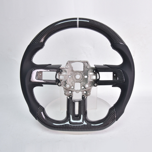 Volante de Fibra de Carbono en Forma de D para Ford Mustang GT/GT350/GT350R 2015-2017, Cuero Nappa Blanco con Base Plana y Detalles - Product Image 6