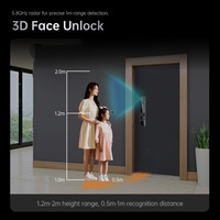 Cerradura Inteligente Digital para Puerta con Reconocimiento Facial 3D Wifi de Alta Calidad, con Cámara, Huella Dactilar, Código y Tarjeta, Compatible con la Aplicación Tuya