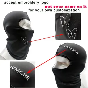 White Balaclava Fashion Ski Mask Full Face Black Custom Designed Silk Milk Balaclava White Cap