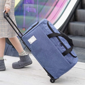 Unisex Travel <b>Duffel</b> <b>Bag</b> 36-55L Zipper Closure Soft Handle Lightweight Rolling Wheeled <b>Bag</b> For Sports - Product Image 6