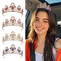 Accessoire de cheveux de mariée haut de gamme exquis en alliage vintage avec strass, couronne transfrontalière, vendu à l'unité