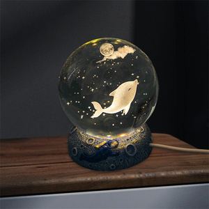 Bola de cristal 3D de Navidad, globo de cristal brillante con soporte de resina, grabado láser 3D, tema de navidad, regalos creativos - Product Image 3