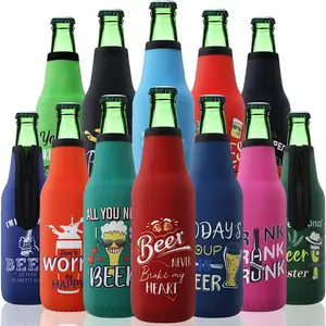 12 OZ Neoprene sublimasi tabung minuman pemegang gemuk dapat pendingin untuk botol bir pemegang dapat disesuaikan dengan Logo Oem