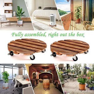 <span class=keywords><strong>Plante</strong></span> Caddy Bois Duty Verrouillable Roulette Roue Intérieur Extérieur Patio Pot De Fleur Succulent Pot Dolly Roller Rolling Plant Stand - Product Image 4