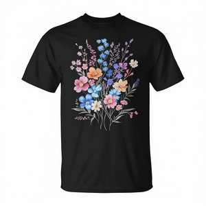 T-shirt à motif floral vintage avec des fleurs sauvages pour les passionnés de jardinage - Product Image 2