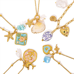 Collares de Moda Hawaiana de Verano, Joyería de Acero Inoxidable 316L, Collar de Conchas Marinas Chapado en Oro de 14k y 18k para Mujer - Product Image 4